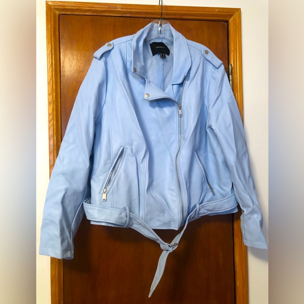 Powder blue pleather jacket